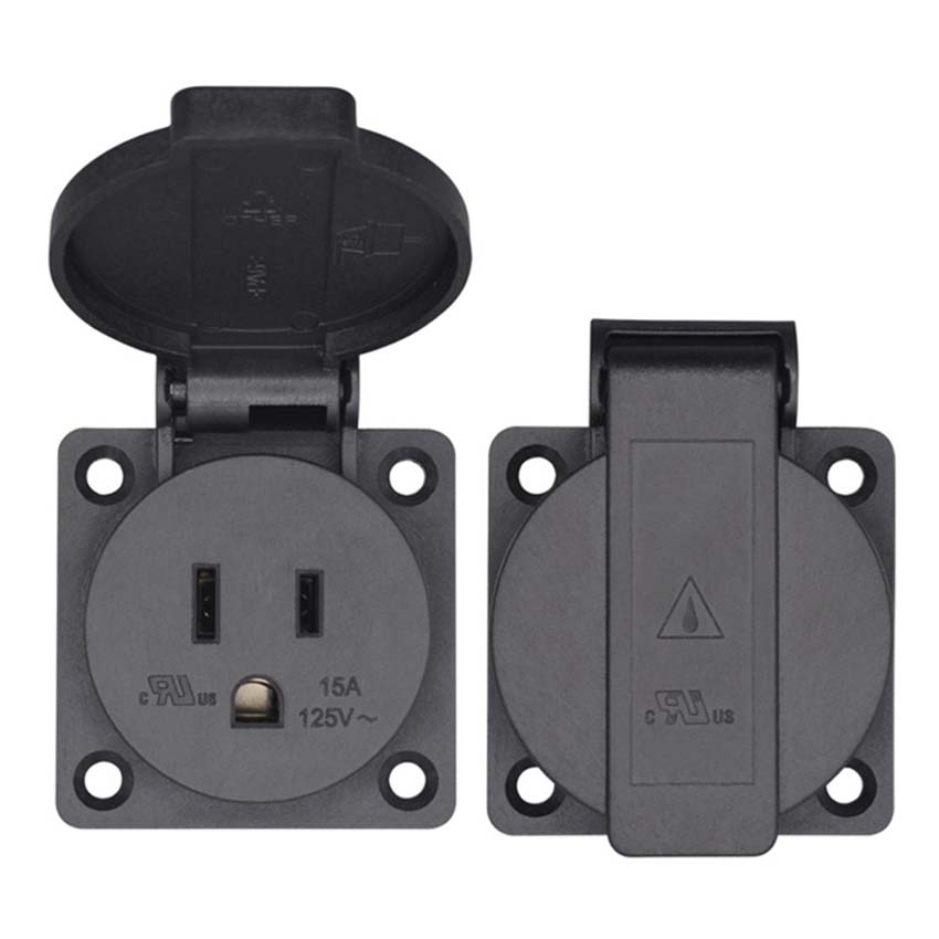 أسود 125 فولت 15A 20A IP44 CE  - مراجعة Outdoor Power Receptacle وسعره
