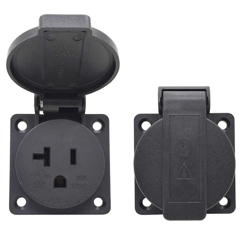 أسود 125 فولت 15A 20A IP44 CE  - مراجعة Outdoor Power Receptacle وسعره