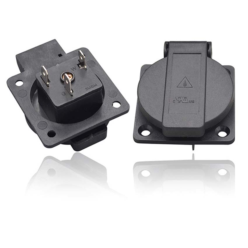 أسود 125 فولت 15A 20A IP44 CE  - مراجعة Outdoor Power Receptacle وسعره